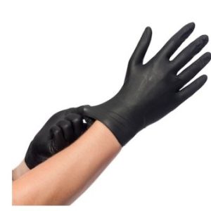 Zwarte werkhandschoen voedingsmiddelenen geschikt